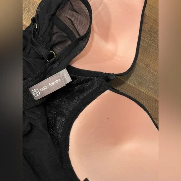 Daisy Fuentes XL lace cheeky bodysuit underwire push-up snap crotch sheer - Picture 7 of 8